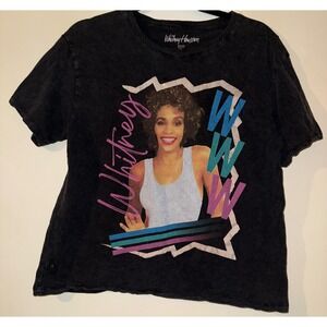 Whitney Houston Graphic T Shirt Black Washed Cotton Short Sleeve Womens XS EUC